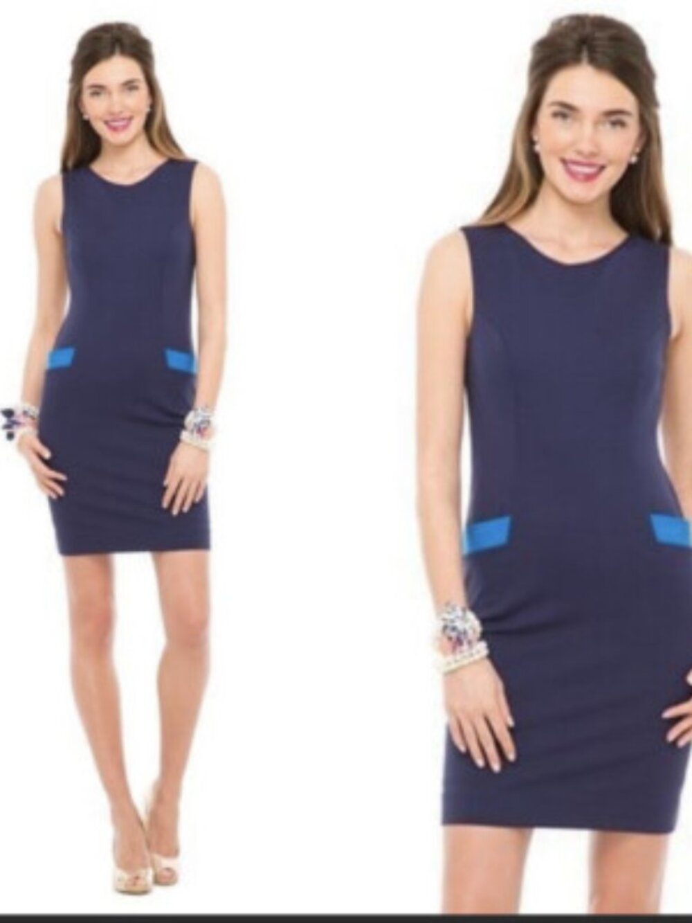 Lilly Pulitzer Allaine Sheath Navy Blue Midi Dress Sleeveless Women’s Medium